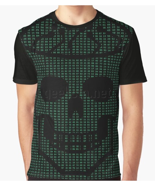 Cool Hacker Design Green Hexdump with Carved Out Skull