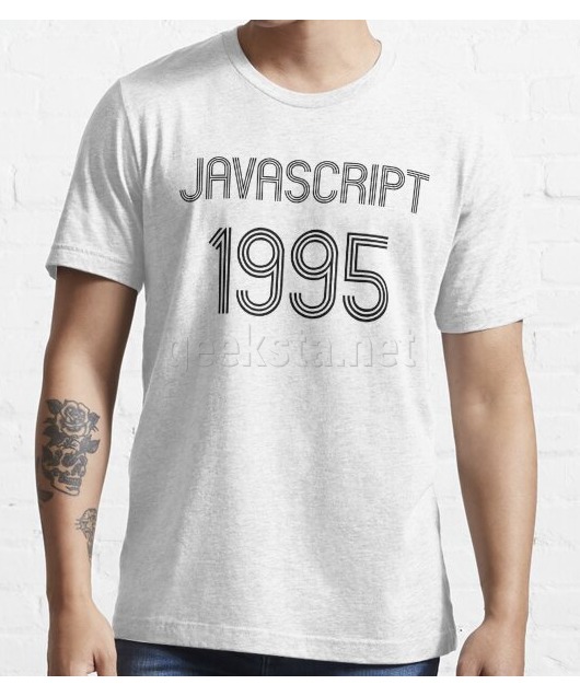 JavaScript 1995 Year of 1st Release Black Retro Text Design