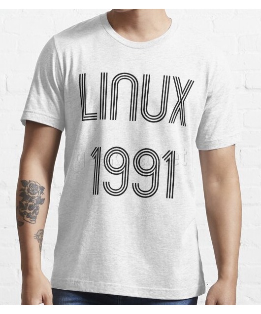 Linux 1991 - Initial Release Year Black Text Design