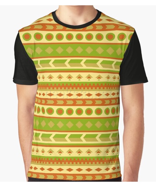 Native American Pattern in Yellow, Green, Red, Brown