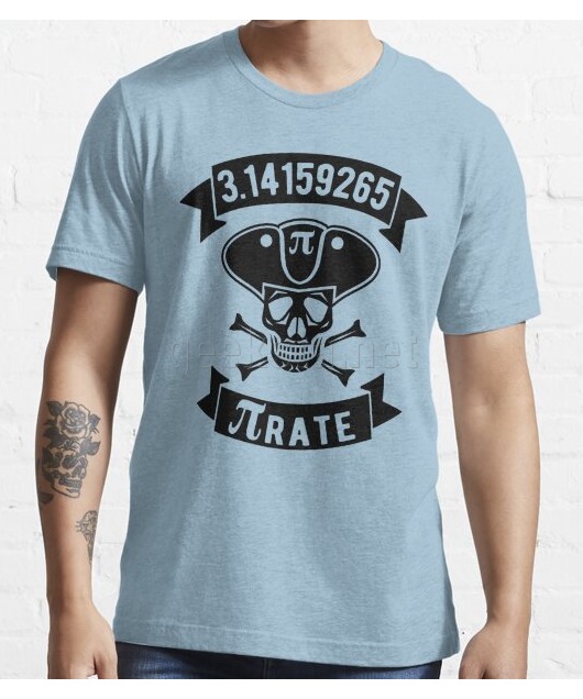 Math Pirate - Black Design with Skull, Hat & Bones