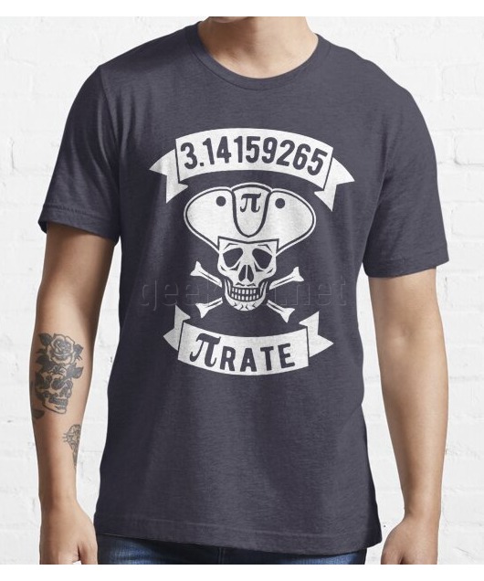 Math Pirate - White Design with Skull, Hat & Bones