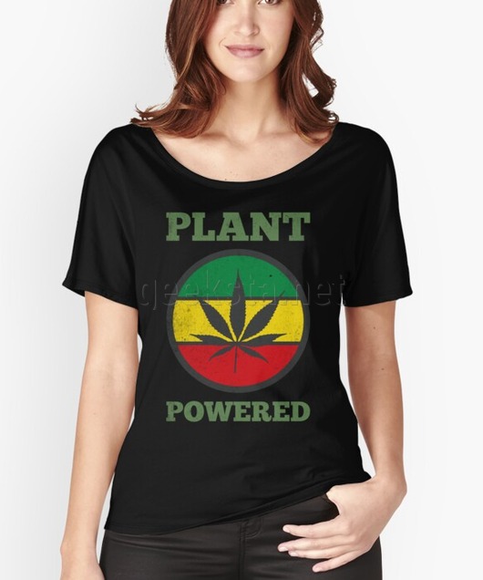 PLANT POWERED Hemp/Cannabis Leaf Vegan/Vegetarian Distressed Design