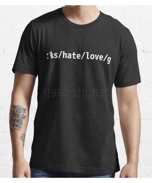 Replace Hate with Love - Peaceful vi/Vim Geek White Design