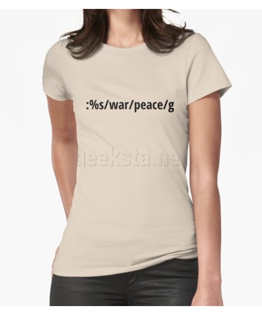 Replace War with Peace - Pacifist vi/Vim Geek - Black Text