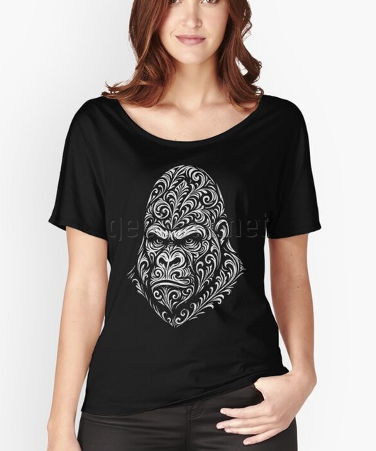 Ornate Gorilla Head Tribal Silhouette Design
