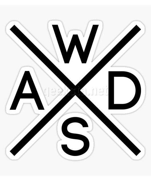 WASD Keys Hardcore Computer Gamer/Rocker - Black Text Design