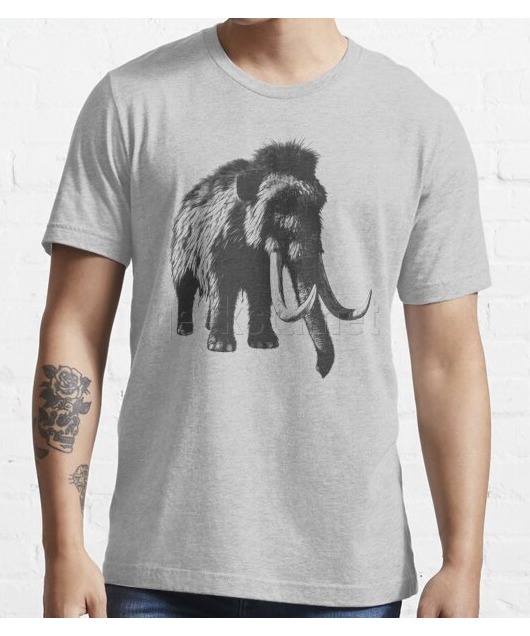 Woolly Mammoth Pen Drawing Design in Shades of Gray