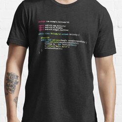 Hello World Android Code - Dark Syntax Scheme Coder Design Essential T-Shirt by geeksta