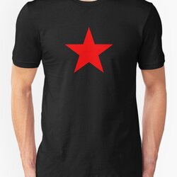 Five-pointed and Filled Red Star Design on Black/Dark