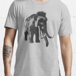 Woolly Mammoth Pen Drawing Design in Shades of Gray
